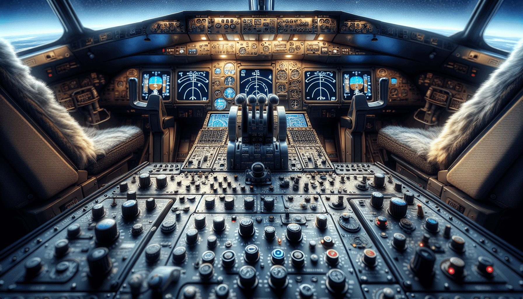 Pilot controls and cockpit close-up