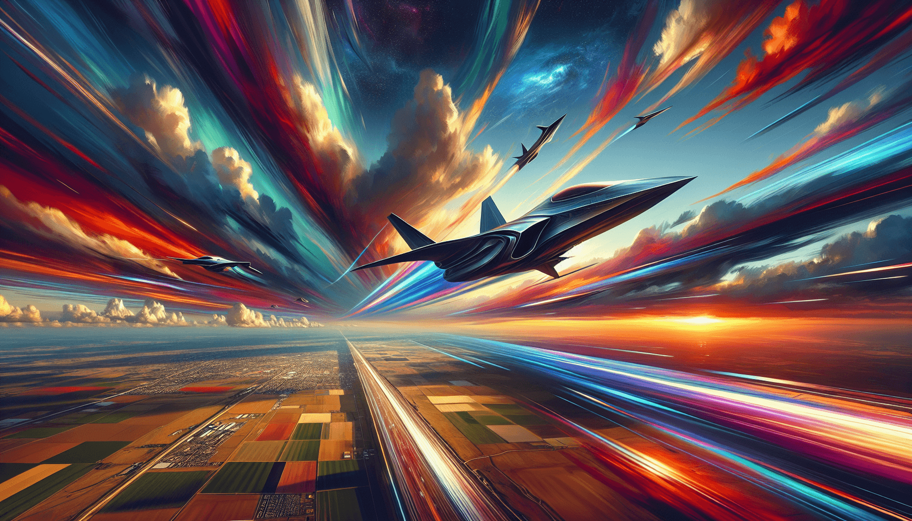 Open skies with futuristic aircraft